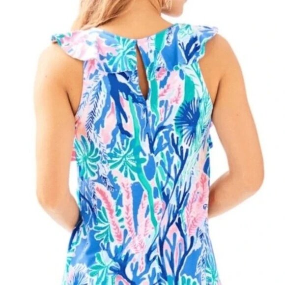 Lilly Pulitzer Women's Blue Pink Green Esmeralda Jet Stream Dress Size L 2783 - Picture 10 of 14